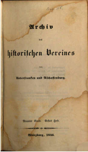 Archiv des Historischen Vereins von Unterfranken und Aschaffenburg