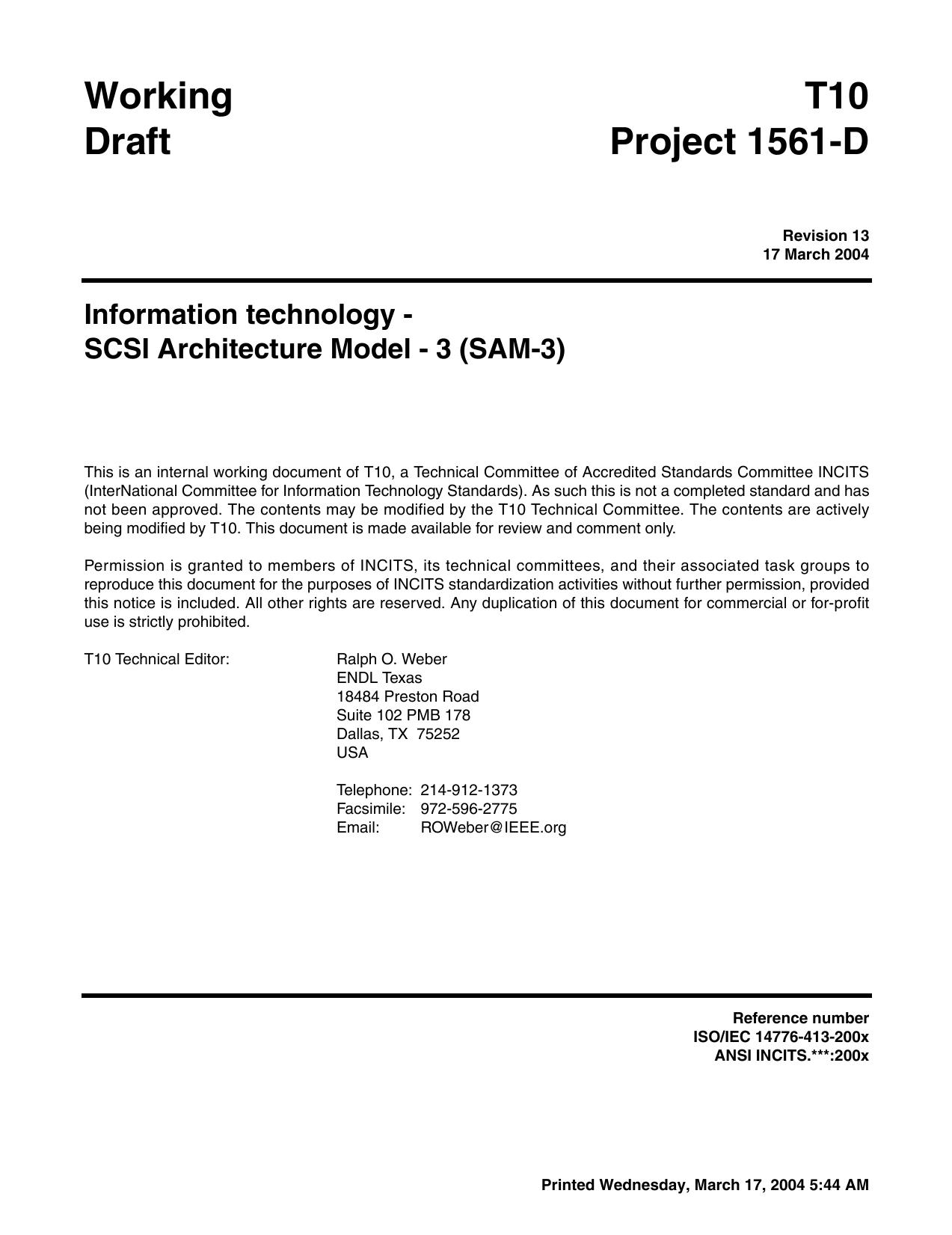 SCSI Architecture Model - 3 (SAM-3 r13)
