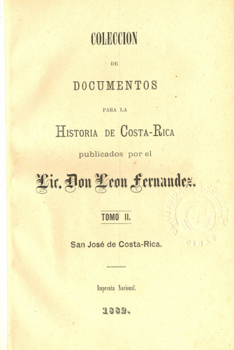 Colección de documentos para la historia de Costa Rica