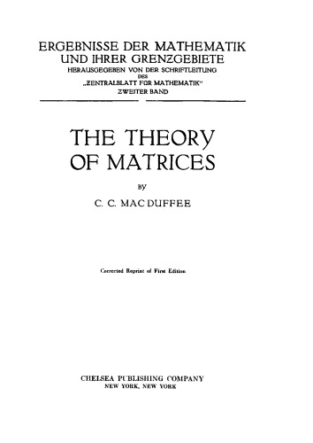 The Theory of Matrices
