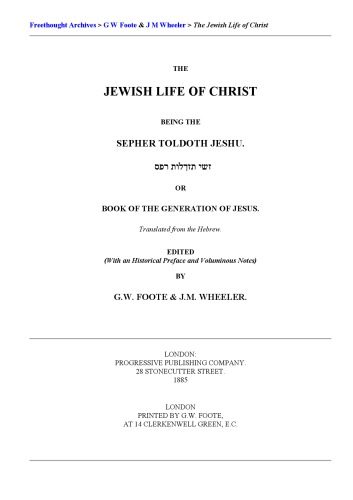 The Jewish Life of Christ