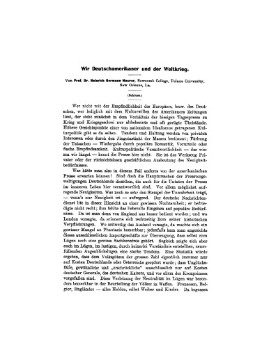 Wir Deutschamerikaner und der Weltkrieg (Schluss)