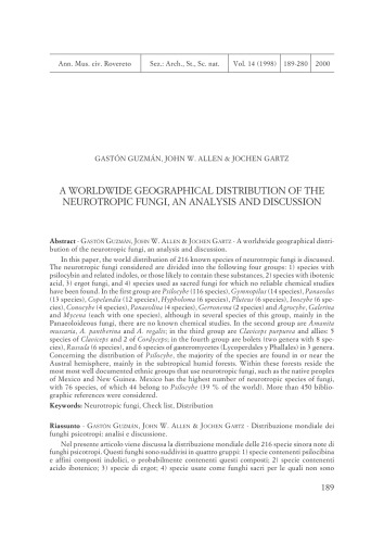 A worldwide geographical distribution of neurotropic fungi, an analysis and discussion