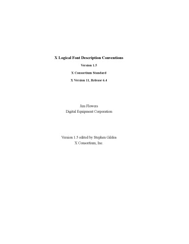 X Logical Font Description Conventions: X Consortium Standard