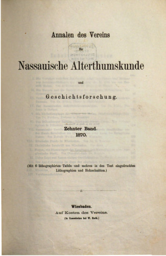 Annalen des Vereins für Nassauische Altertumskunde und Geschichtsforschung
