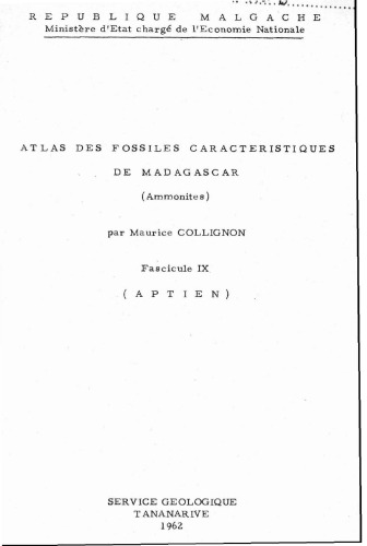 Atlas des fossiles caractéristiques de Madagascar. Fasc.9. Aptien
