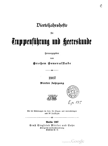 Vierteljahrshefte für Truppenführung und Heereskunde
