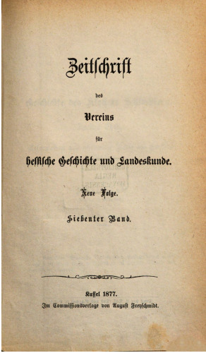 Zeitschrift des Vereins für hessische Geschichte und Landeskunde