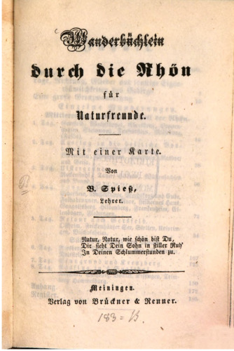 Wanderbüchlein durch die Rhön für Naturfreunde