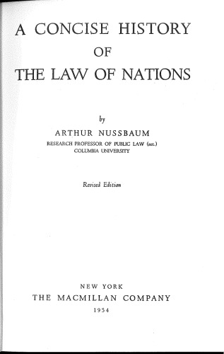 A Concise History of the Law of Nations