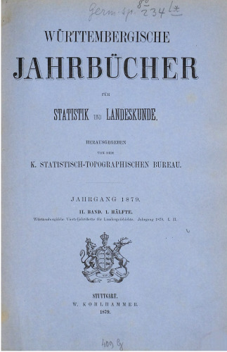 Württembergische Jahrbücher für Statistik und Landeskunde