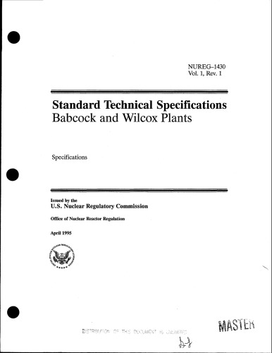 Standard Tech Specs - Babcock & Wilcox Plants Vol 1