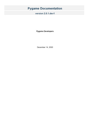 Pygame Documentation