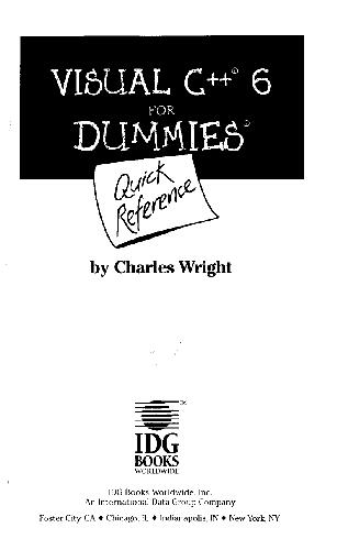 Visual C++ 6 for Dummies: Quick Reference
