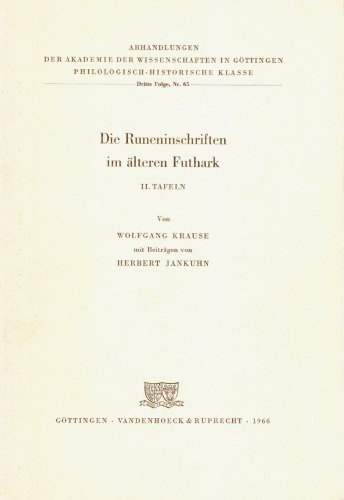 Die Runeninschriften im älteren Futhark. Bd. 2. Tafeln