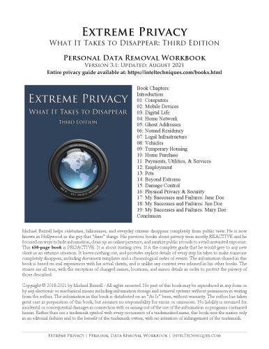 Extreme Provacy: Personal Data Removal Workbook Version 3.1