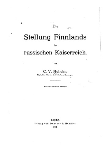 Die Stellung Finnlands im russischen Kaiserreich