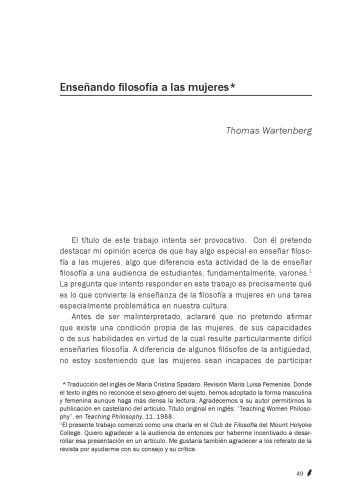Enseñando filosofía a las mujeres