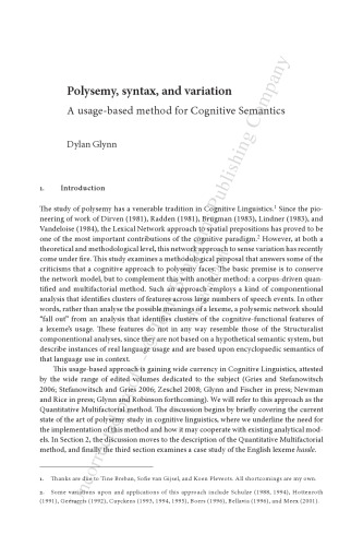 A usage-based method for Cognitive Semantics. Polysemy, syntax, and variation