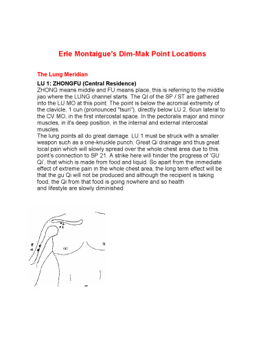 Erle Montaigue's Dim-Mak Point Locations