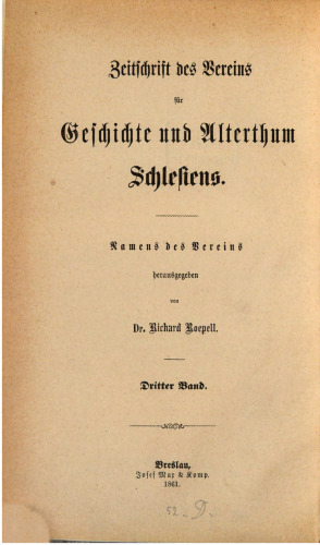 Zeitschrift des Vereins für Geschichte und Altertum Schlesiens