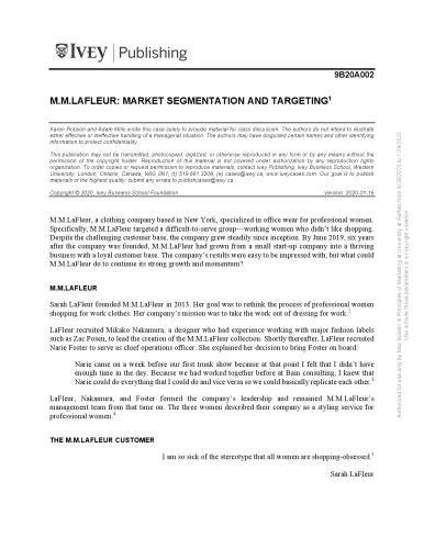 M.M.Lafleur: Market Segmentation and Targeting