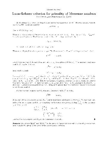 Lucas-Lehmer criterion for primality of Mersenne numbers