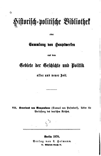 Über die Verfassung des deutschen Reiches
