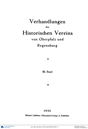Verhandlungen des Historischen Vereins für Oberpfalz und Regensburg