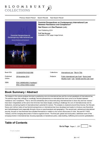 Feminist Perspectives on Contemporary International Law: Between Resistance and Compliance?