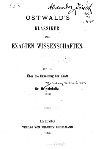 Über die Erhaltung der Kraft (1847)
