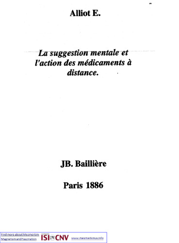 La suggestion mentale et l'action des médicaments à distance