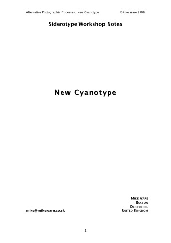 Alternative Photographic Processes: New Cyanotype