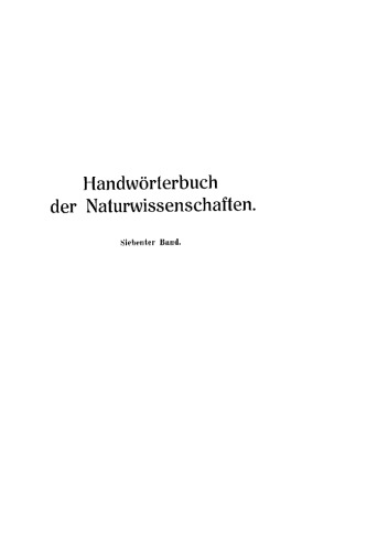 Handwörterbuch der Naturwissenschaften