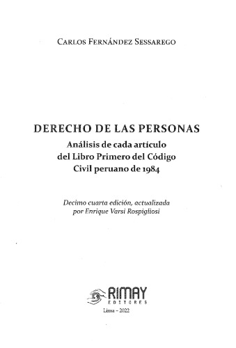 DERECHO DE LAS PERSONAS. Actualizado por Enrique Varsi