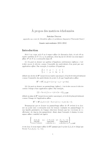À propos des matrices échelonnées [expository notes]