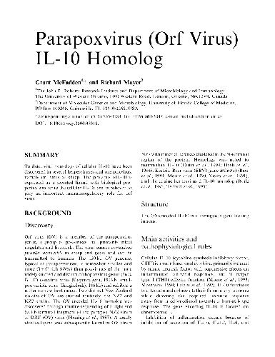 Parapoxvirus (Orf Virus) IL-10 Homolog