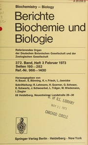 Berichte Biochemie und Biologie 1973-02: Vol 372 Iss 3