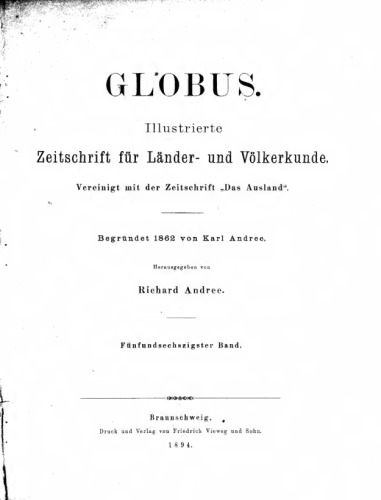 Globus. Illustrirte Zeitschrift für Länder- und Völkerkunde