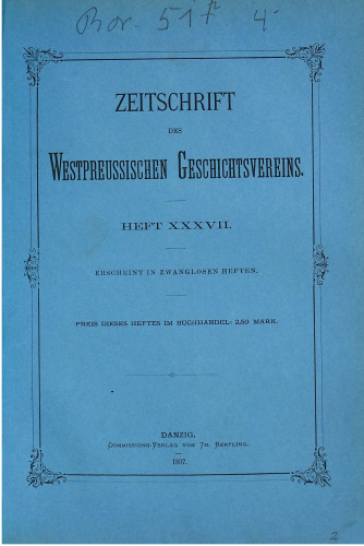 Zeitschrift des Westpreußischen Geschichtsvereins