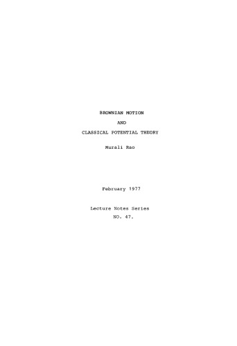 Brownian motion and classical potential theory (Lecture notes series)