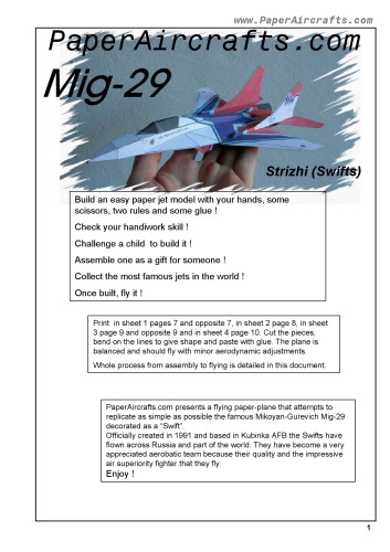 PaperAircrafts.com Mig-29