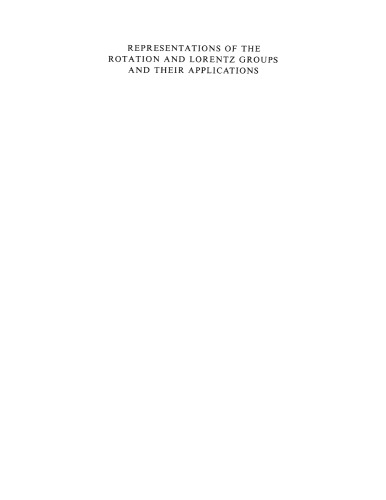 Representations of the Rotation and Lorentz Grps and their Applns