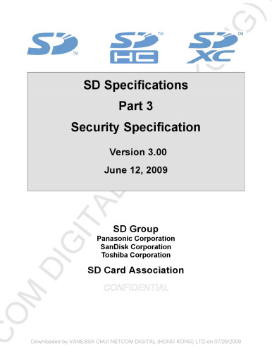 SD Specifications - Part 3 - Security Specification - Version 3.00