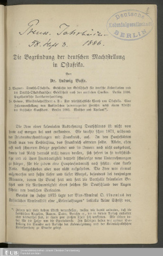 Die Begründung der deutschen Machtstellung in Ostafrika