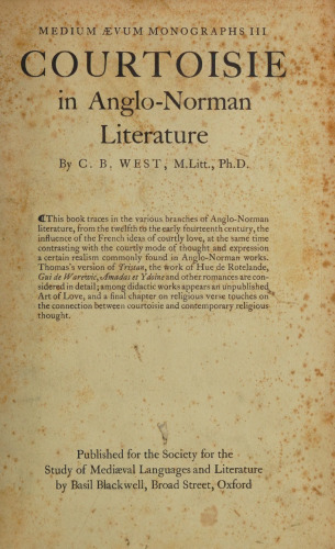Courtoisie in Anglo-Norman Literature