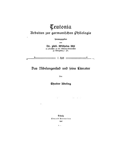 Das Nibelungenlied und seine Literatur