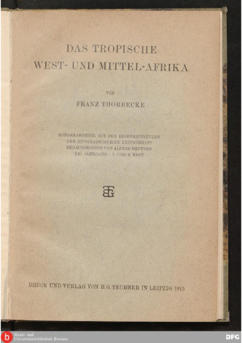 Das tropische West- und Mittel-Afrika