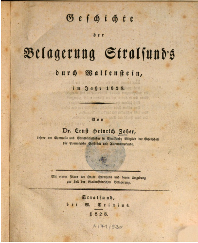 Geschichte der Belagerung Stralsunds durch Wallenstein, im Jahr 1628
