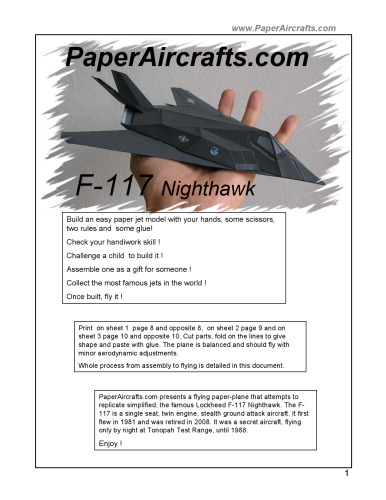 PaperAircrafts.com F-117
